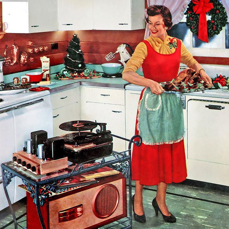 Woman and portable stereo