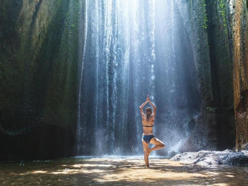 Yoga in Ubud waterfall